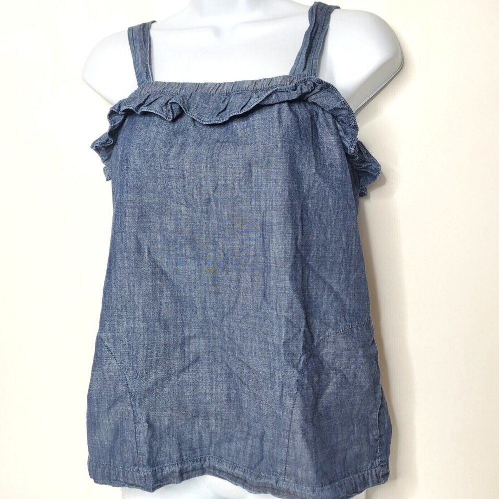 J. Crew Blue Denim Ruffle Blouse